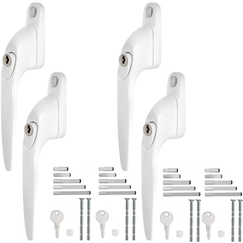 WODSTA UPVC Window Handle 4 PCS Lockable with Key for 10/15/30/40/55mm