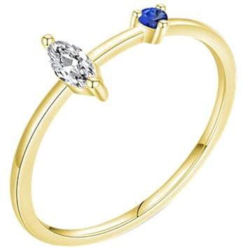 Stfery Bagues de mariage en or 2,5 x 4,5 mm taille marquise blanc moissanite bague femme or 585 bague 45 (14,3)-62 (19,7)