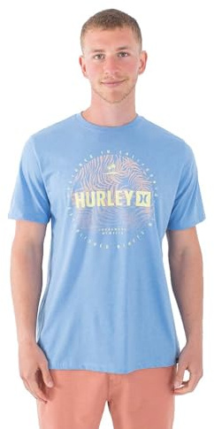 Hurley Palm World Camiseta, Azul, L Men's