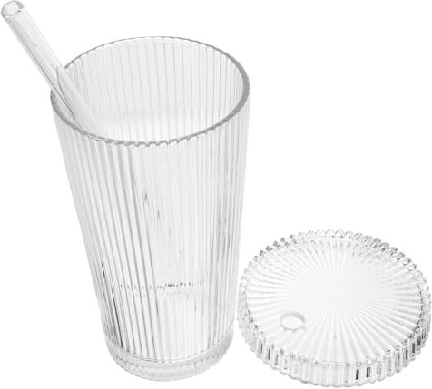 Garneck Bere occhiali potabile tazza da caffè a doppia parete all'aperto bicchiere da caffè da viaggio tazza matcha con cannuccia tazze di con coperchi Alto borosilicato