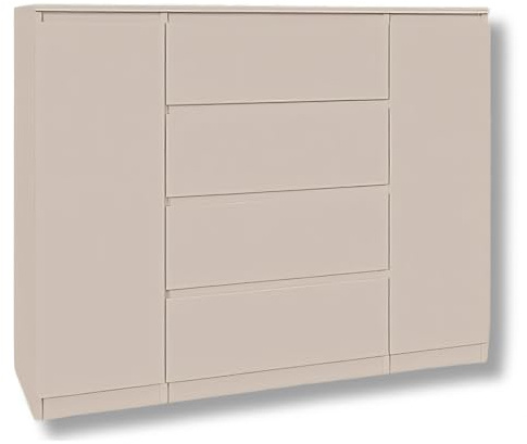 SoDREAMER Kommode 2 Türen 4 Schubladen | Kashmir 120 cm Ideal für Schlafzimmer, Wohnzimmer, Kinderzimmer und Büro | Große geräumige Kommode | 120x97x40 cm