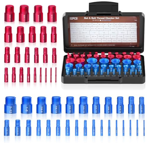 52 Teiliges Thread Checker Satz - Gewindeprüfer, Schrauben- und Schraubengewindeprüfer, Standard und metrisch (28 Standard und 24 metrisch), Schraubengrößenfinder zur schnellen Identifizierung