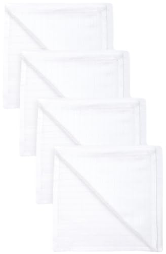 NEXT Baby Musselintücher im 4er-Pack | Weiß, Medium, 100% Baumwolle, Häschen- und Blumenmuster, Maschinenwäsche