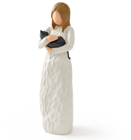 Cuayaes Schwarze Katze Figur Katze Deko Geschenke für Katzenliebhaber Frau | Harz Katzenfigur Erinnerung Katzen Gedenkstein für Schlafzimmer, Wohnzimmer, Regal, Büro Deko
