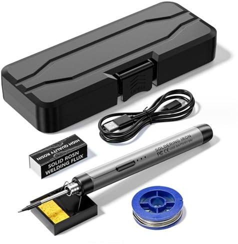 FTVOGUE Pluma de Soldadura Eléctrica Portátil de Hierro USB con 3 Puntas Reemplazables Herramienta de Soldadura con Alimentación USB para Reparación Electrónica (Juego de soldador)