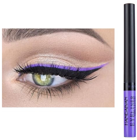 Eyeliner Wasserfest UV Glow Neon,Matte Liquid Eyeliner Set,Glühender Eyeliner Wischfest, Langanhaltend, Hohe Farbwiedergabe,Halloween Makeup Set Gift For Women-Lila