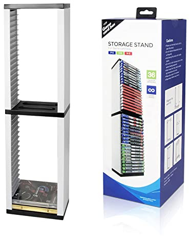 Esenlong Tour de rangement pour PS5, boîte de rangement pour disque de jeu, stocke 36 jeux PS5 ou disques Blu-Ray