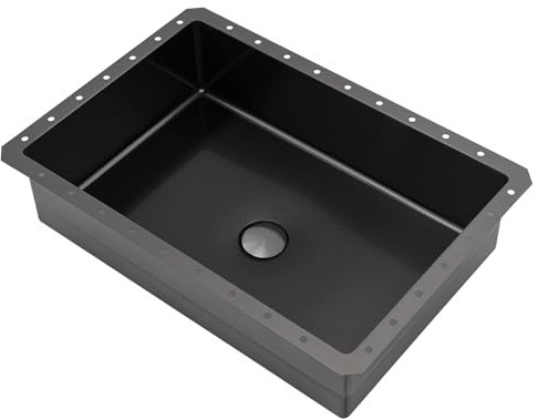 21.65 * 14.96 * 5.31 in Undermount Sink, 304 Stainless Steel Built-in Bathroom Sink, Modern Rectangle Built-in Bathroom Basin Space Saving for Workstation, RV, Prep Kitchen and Bar Sink (Black)