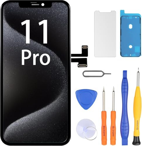 LL TRADER Screen Replacement for iPhone 11 Pro LCD 5.8 with Repair Kit | Touchscreen 3D Touch Digitiser Frame Mount with Waterproof Adhesive Tape, Protector (Programmable True Tone)