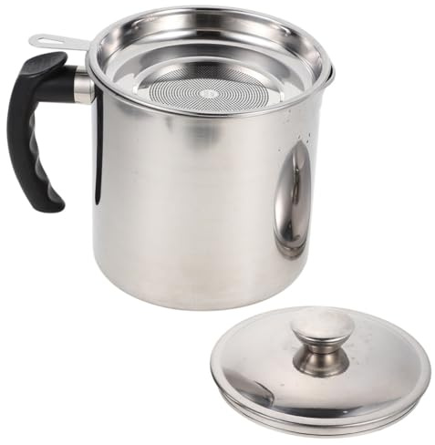 VERDANVERSE Aceitera de Acero Inoxidable Filtro para Almacenamiento y Filtrado de Aceite Reutilizable, Recipiente para Grasa Capacidad Grande Adecuado para Cocina