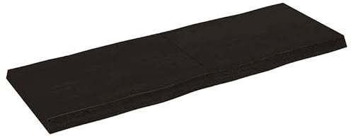 Eleganz Tavolo in legno di quercia massiccio, 140 x 50 x (2-6) cm, con superficie scura, bordo rustico per cucina, soggiorno o ufficio, durevole e naturale