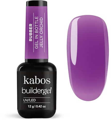 Kabos Builder Gel Rubber in Bottle Builder Gel for Gel Nails 12g | Jelly Orchid | Lilac Nail Gel UV/LED No File Nail Extension | Jelly Nail Polish Self-Levelling