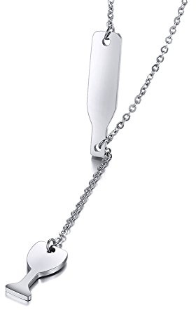 PAURO Women's Stainless Steel New Listing Vogue Wild 45.5CM Goblet Wine Bottle Pendant Silver Necklace
