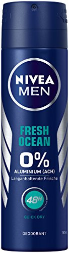 NIVEA MEN Fresh Ocean Deo Spray im 6er Pack (6x 150 ml), Deo ohne Aluminium mit erfrischender Formel, Deodorant mit 48h Schutz pflegt die Haut