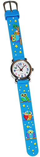 Kinderuhr / Armbanduhr - lustige Eule - mit Silikon Armband