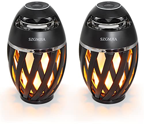 SZGMJIA 2-Pack Led Flame Speakers, Flame Torch Atmosphere Speaker Bluetooth 4.2 Wireless Portable Outdoor HD Audio Waterproof Speaker with LED Flickers Warm Night Lights for iPhone/iPad/Android