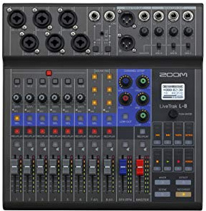 Zoom LiveTrak L-8 Recorder/Mixer for Musicians & Podcasters, 6 Combo + 2 Stereo Inputs, 4 Headphone Outputs, Battery Powered, Sound Pads, Phone Input, USB Audio Interface