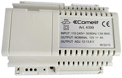 Comelit 4399 Alimentatore 12V 4A per Sistemi Controllo Accessi Comelit | Alimentatore originale Comelit 12V 4A per sistemi controllo accessi compatibili con installazione su guida DIN