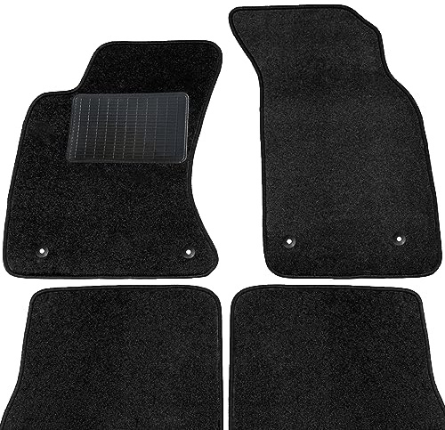 moto-MOLTICO Fußmatten Auto - Velours Autoteppiche | passend für Audi A4 B8 A5 I Sportback - 4-teiliges Set - Schwarze Automatten mit Schwarzen Ziernähten