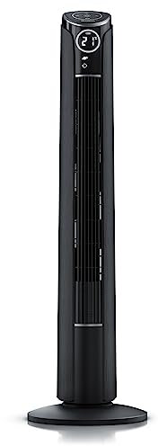 Brandson - Turmventilator mit Fernbedienung 108 cm - Ventilator 10 Grad neigbar - Standventilator mit Oszillation, mobiler Lüfter - 3 Geschwindigkeiten 4 Lüftungs-Modi - GS