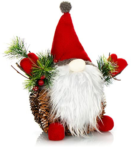 com-four® Weihnachtsmannfigur Größe XL, winterliche Santa Claus-Figur mit Tannenzapfenkörper, weihnachtliche Dekoration, hinreißende Tischdeko zur Adventszeit (Santa XL rot grün)