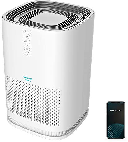 Cecotec Purificador de Aire TotalPure 1500 Connected. 26W, 100 CADR, HEPA, 3 Etapas de filtrado, Control por Wi-fi, 2 Modos de Funcionamiento, Sensor PM 2,5, Cobertura 40 m3 - Blanco
