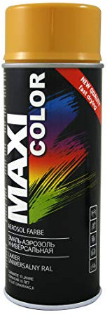 Maxi Color NEW QUALITY Sprühlack Lackspray Glanz 400ml Universelle spray Nitro-zellulose Farbe Sprühlack schnell trocknender Sprühfarbe (RAL 1004 gelb glänzend)