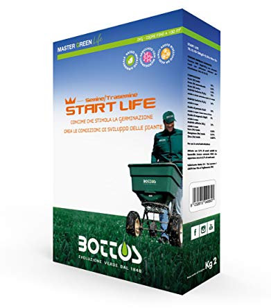 Bottos Concime per Prato Start Life 2 kg Germinazione Primo Sviluppo Tappeto Erboso Giardino