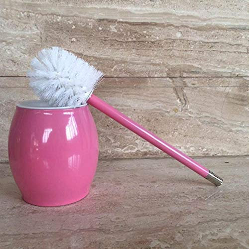 Assiavree Toilet Brush Mirror Stainless Steel Multi-color WC Brush Holder Set Bracket Toilet Brush Holder Bathroom Accessories Creative-Silver Household Cleaning Brushes (Color : Pink)