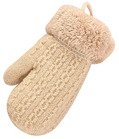 Snufeve Kinderhandschuhe Winterwolle Strickhandschuhe, Beige, Einheitsgröße
