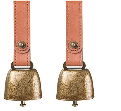 MiOYOW Set med 2 klockor för hundhalsband, anti-stöld för husdjur med läderband för hundar och katter