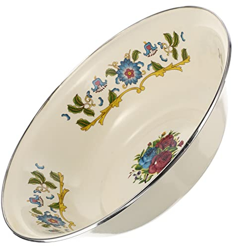 Alipis Ciotola Vintage in Smalto Bianco da 30cm Coperchio e Manico, Ciotola per Zuppa Multiuso per Cucina e Regalo Housewarming