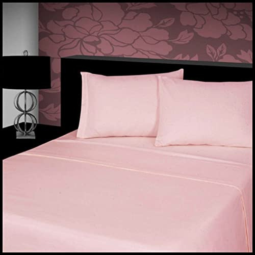 CHILIMILII 100% Brushed Cotton 4 Piece Flannel Sheet Set,Flat Sheet, Fitted Sheet with 2 Pillowcases, Brushed For Extra Softness, Warm,Easy Care Thermal Flannelette Sheet set (Pink, Single)