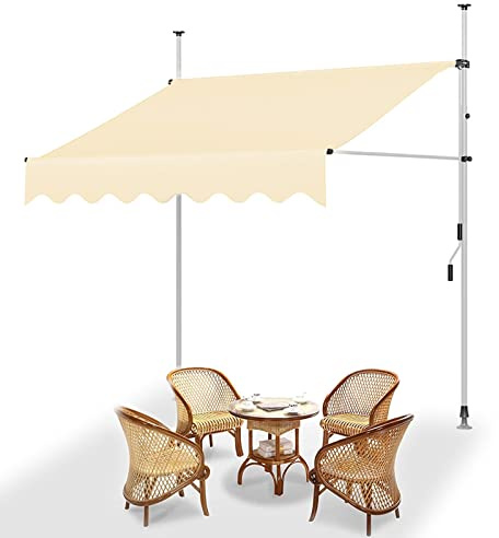 WOLWES Tende da Sole a Bracci Estensibili con Manovella, Impermeabili Tenda da Sole per Esterno Avvolgibile, Tende da Sole per Balconi, Tenda da Sole a Caduta (Color : Ivory)