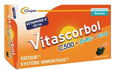 VITASCORBOL - Complément alimentaire à base de Vitamine C, Vitamine D et Zinc - Capsules Softgel - Fatigue1 et Système Immunitaire2-30 capsules