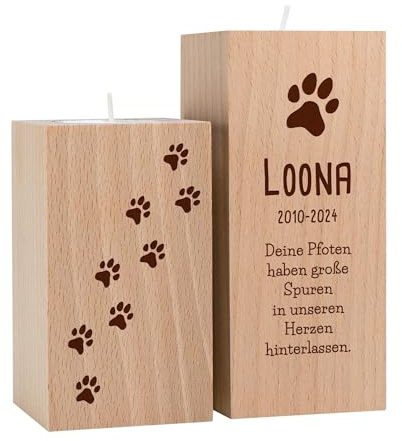 Värmeljushållare set med gravyr för sorg, personlig ljushållare, träljusstake med ordspråk, souvenir för död hund, gravprydnad, sorgsgåvor, djurminne