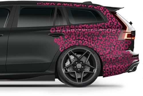 Finest Folia 6er Set Leopard Muster Klebefolie Magenta Auto Aufkleber | Selbstklebender Sticker DIN A4 wasserfest für Motorrad Basteln Tuning Dekoration Designfolie wasserfest K172