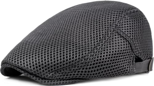 Malaxlx Herren Schiebermütze Schirmmütze Barett Cap Zeitungsjunge Caps Gatsby Baskenmützen Newsboy Flat Cap Mesh Sommermütze