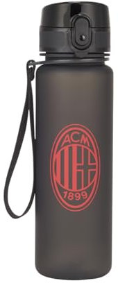 AC Milan Borraccia Sportiva con maniglia per il trasporto, 0.5L, Nero, Prodotto ufficiale