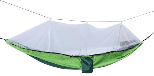 banapoy Amaca da Campeggio con Zanzariera, Amaca da Viaggio Portatile Amache Sospese per Esterni Cinghie per Alberi Letto per Amaca Altalena, per Campeggio (Verde Scuro con Verde Frutta