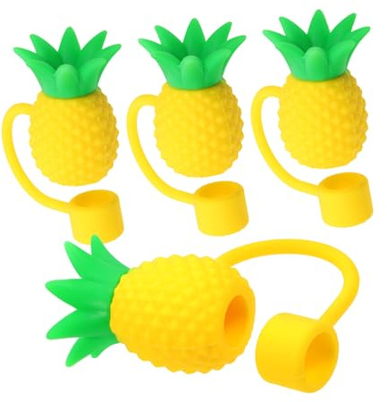 PHENOFICE 4stücke Ananas Strohhalm Kappen Silikon Stopper Für Trinkhalme Wiederverwendbare Niedliche Strohhalm Abdeckungen Für Partys Und Feiern Einfach Zu Benutzen Reinigen