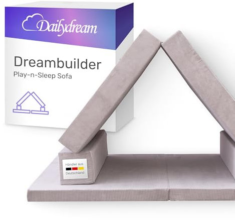 Dailydream Dreambuilder Play-n-Sleep Spielsofa für Kinder, 168x84x55 cm, Grau Kort