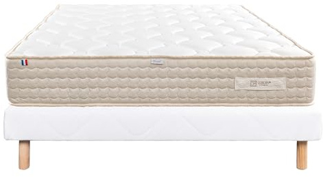 Luxury Literie Ensemble Matelas 140x190 cm, Sublime, 20 cm, mémoire de Forme, Ferme, Face été/Hiver + sommier Blanc EP 13cm