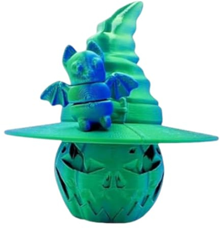 Calabaza impresa con sombrero de bruja, estatua de calabaza, sombrero de bruja, decoración de calabaza, adornos de juguete de calabaza, decoraciones de pueblo de Halloween para otoño, Halloween, casa