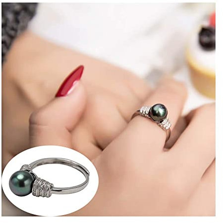 Damen-Perlen-Modeschmuck-Ring, Elegante Schwarze Perlenringe, offen, verstellbar, 925 Sterling, Jubiläumsversprechen, Hochzeit, Verlobungsringe