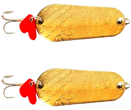 PRO FILSTAR Forellen Spoon Set 2 Stück - Forellenköder mit Drillingshaken | Blinker Forelle & Raubfisch Angeln Köder Set - Wels & Hecht Fischköder - Kunstköder - Wobbler – Angelzubehör