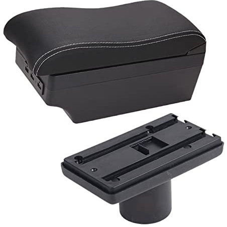 Guantera Central Organizar Caja Para Seat Para Ibiza Caja Reposabrazos Para Ibiza 6j 6L Contenido Tienda Central Caja Almacenamiento Con Portavasos Cenicero Productos Con USB Coche Apoyabrazos(A Black