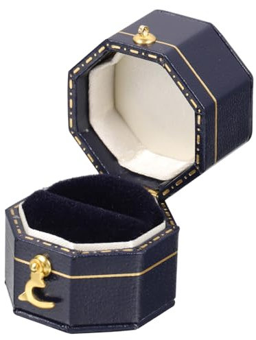 COSMEVIVI Achteckige Portable Ringbox Aus Pu-leder Kompakter Schmuck Organizer Für Damen Leichter Reise-ringschatulle Stilvolle Aufbewahrung Und Geschenkbox Für Verlobungsringe Hochzeiten Un