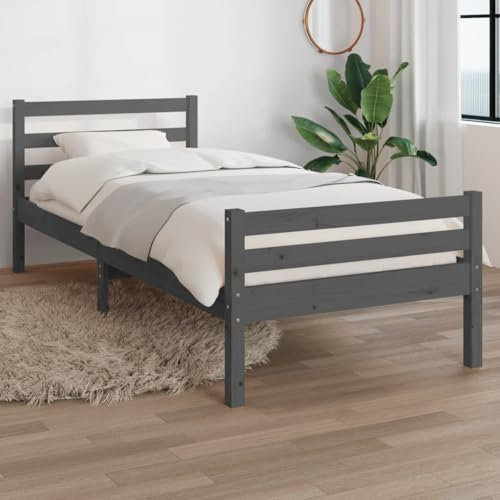 MOBCANT Massivholzbett, Polsterbett Bett Tagesbett Futonbett Geeignet für Wohnungen Hotel Schulen Gästezimmer Grau 100x200 cm