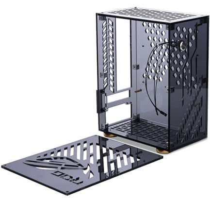 Mini ITX Gaming PC Case Plexiglass Shell, Caja de Computadora Compacta con Dise?o de Puerta Lateral Transparente, Disipaci¨®n Calor 360 ¡ã para la Placa Base Mini ITX, Fuente Alimentaci¨®n Flexible.